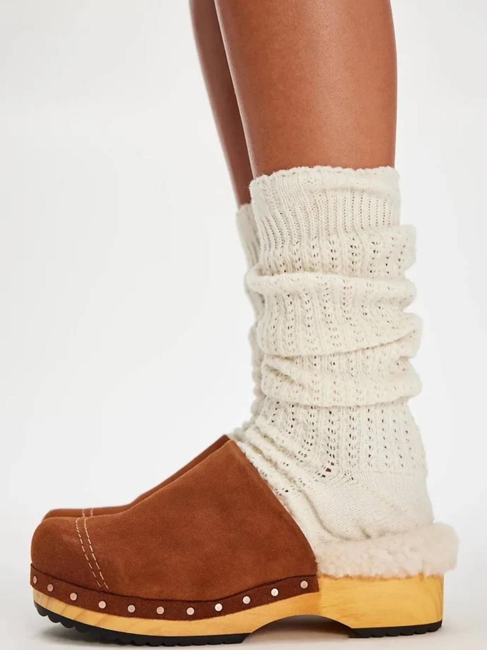 Free People FP Collection Oak Cozy Clog Mules Tan Suede 8.5